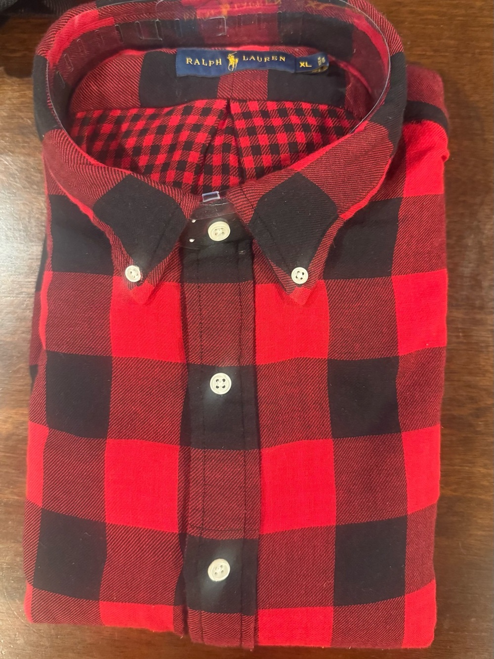 * Men’s Red/Black Ralph Lauren Long Sleeve Fleece Button Down